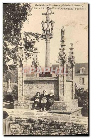 Carte Postale Ancienne La forêt Fouesnant Calvaires bretons Enfants