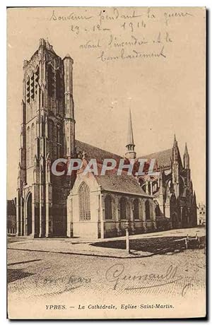 Carte Postale Ancienne Ypres La Cathédrale Eglise Saint Martin