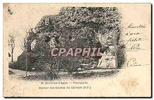 Carte Postale Ancienne Agen Environs Peyragude Rocher des grottes du calvaire