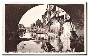 Carte Postale Ancienne Argenton Vielles Maisons Prise Sous le Pont Vieux