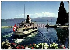 Carte Postale Moderne Evian Les Bains En Route Pour le Tour du Lac sur le bateau Le Suisse