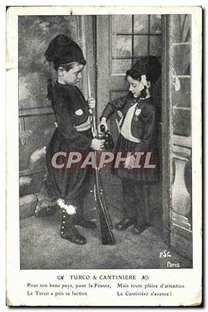 Carte Postale Ancienne Turco & Cantiniere Enfants