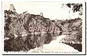 Carte Postale Ancienne Crozant Les Ruines vue Prise de la Route de Gargîlesse