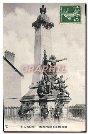 Carte Postale Ancienne Limoges Monument des Mobîles Militaria