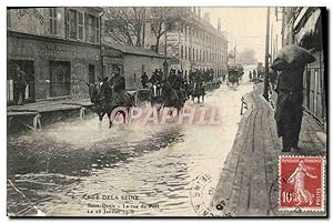 Carte Postale Ancienne Saint Denis La Rue du Port Le 28 janvier 1910 Crue de la Seine