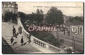 Carte Postale Ancienne Limoges Escalier Monumental du Jardin d'Orsay et champ de foire Cachet Reg...