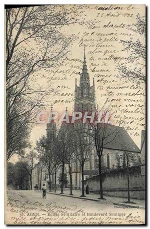 Carte Postale Ancienne Agen Eglise St Hilaire et boulevard Scaliger