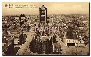 Carte Postale Ancienne Gand Eglise Saint Nicolas et Panorama