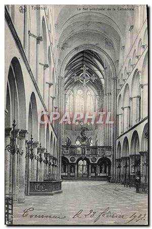 Carte Postale Ancienne Tournal La Nef Principale de la Cathédrale