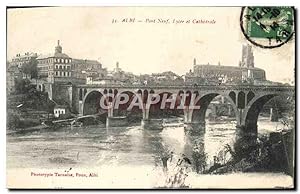 Carte Postale Ancienne Albi Pont Neuf Tycee et Cathédrale