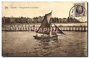 Carte Postale Ancienne Ostende vue générale De La Digue Bateau