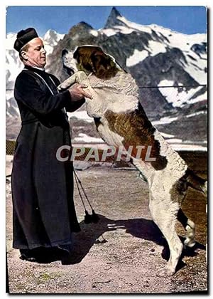 Bild des Verkufers fr Carte Postale Moderne Pere Du Grand Saint Bernard Son Chien zum Verkauf von CPAPHIL