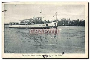 Carte Postale Ancienne Souvenir d'une Partie de Plaisir Sur le Rhin Bateau Lallekoning