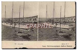 Carte Postale Ancienne Alger vues Stereoscopiques Julien Damoy Bateaux