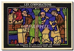 Seller image for Carte Postale Ancienne Les Corporations d'Apres les Vitraux de la Cathdrale de Chartres Les macons et les tailleurs de pierre Aspirine for sale by CPAPHIL