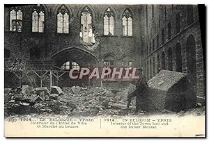 Carte Postale Ancienne Ypers En Belgique Intérieur de L'Hôtel de Ville et Marche au Beurre Militaria