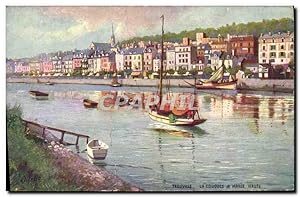 Carte Postale Ancienne Trouville La Touques a Marte Haute Bateau