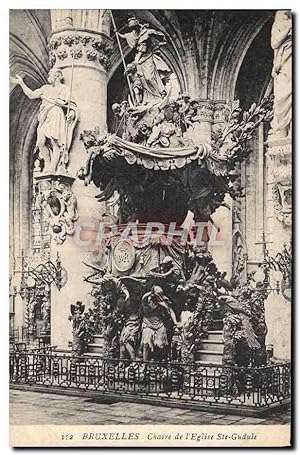 Carte Postale Ancienne Bruxelles Chaire De I'Eglise Ste Gudule