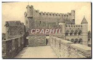 Carte Postale Ancienne Gand Château Des Comtes De Flandre Donjon et chapelle vus de la plateforme...