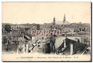 Carte Postale Ancienne Chaumont Panorama Rue Victoire De La Marne