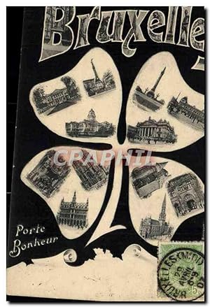 Carte Postale Ancienne Bruxelles Porte Bonheur Trefle