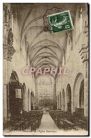 Carte Postale Ancienne Saint Cyr Intérieur de L'Eglise Issoudun