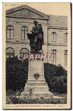 Carte Postale Ancienne Loudun Statue de Theophraste Renaudot Fondateur de la Presse
