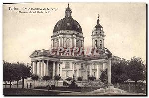Carte Postale Ancienne Torino Reale Basilica Di Superga e Monumento ad Umberto