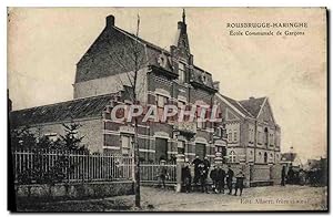 Carte Postale Ancienne Rousbrugge Haringhe Ecole communale de garcons