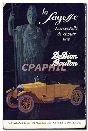 Carte Postale Ancienne Automobile La Sagesse Dion Bouton Puteaux