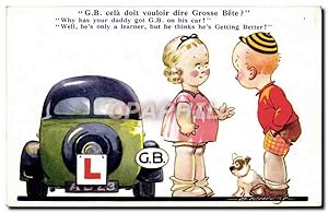 Carte Postale Ancienne Automobile Enfants Chien