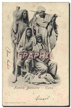 Carte Postale Ancienne Famille Bedouine Tunis