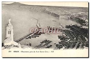 Carte Postale Ancienne Oran Panorama Pris du Fort Santa Cruz Bateaux