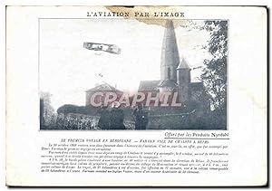 Carte Postale Ancienne Aviation Avion Premier voyage an aeroplane Farman vole de Chalons a Reims