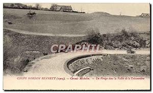 Carte Postale Ancienne Automobile Coupe Gordon Bennett 1905 Circuit Michelin Un virage dans la va...