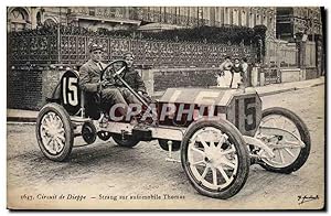 Carte Postale Ancienne Automobile Circuit de Dieppe Strang sur automobile Thomas