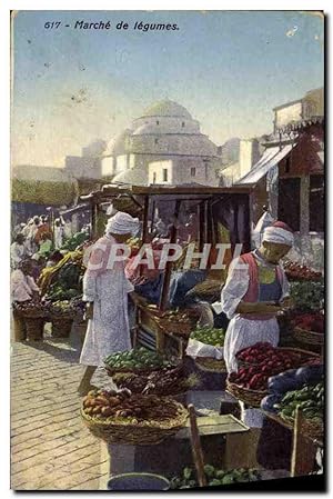 Carte Postale Ancienne Marche de Legumes
