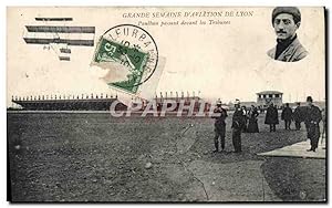 Carte Postale Ancienne Aviation Avion Grande semaine d'aviation de Lyon Paulhan passant devant le...