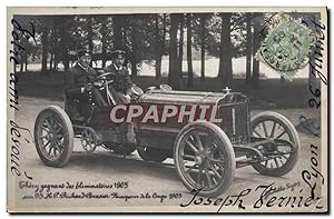 Carte Postale Ancienne Automobile Thery gagnant des eliminatoires 1905 Richard Brasier