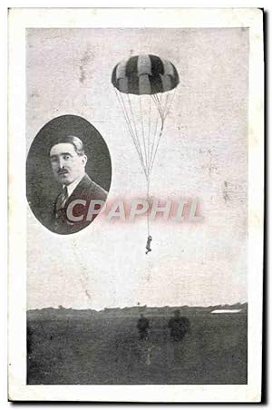 Carte Postale Ancienne Aviation Avion Parachute