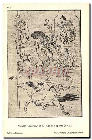 Carte Postale Ancienne Japon Nippon Hokusai Mangwa Aquatic Sports British Museum