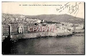 Carte Postale Ancienne Alger vue Prise Du Port Le Boulevard Amiral Pierre