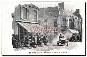 Carte Postale Ancienne Automobile Course Paris Madrid Un virage a Bly