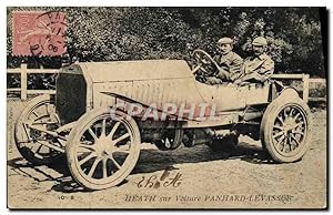 Carte Postale Ancienne Automobile Heath sur sa voiture Panhard Levassor