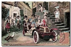 Carte Postale Ancienne Automobile Enfants Bebes L'arrivee a l'auberge