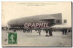 Carte Postale Ancienne Dirigeable Zeppelin Luneville atterrit au Champ de Mars Paris