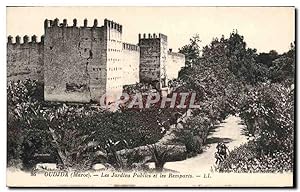 Carte Postale Ancienne Oudjda Les Jardins publics et les remparts