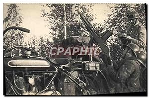 Carte Postale Ancienne Fusil mitrailleur contre avion Militaria Moto