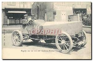 Carte Postale Ancienne Automobile Rigoly sur sa 110 ch Gobron Brillie