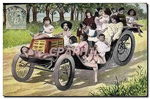 Carte Postale Ancienne Automobile Enfant Bebes